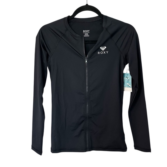 Roxy Women’s Black Long Sleeve UPF 50+ Essentials Zippered Jacket Sz M NWT - Picture 1 of 10